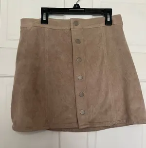 Express Taupe Suede-Look Button Front Mini Skirt thumbnail 1