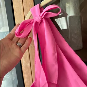 Amanda Uprichard Allora Dress shocking pink bows barbiecore mini vneck cocktail thumbnail 7