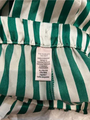 Victoria’s Secret satin green white stripe wide leg pajama pants woman’s XL thumbnail 5