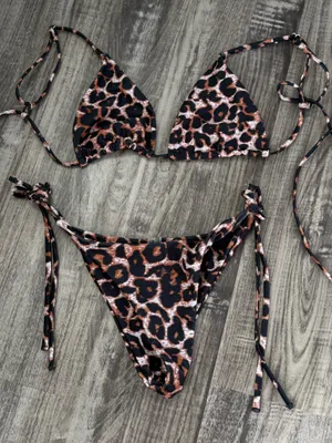 Shein Cheetah Triangle Bikini thumbnail 1