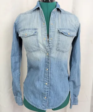Abercrombie & Fitch Snap Button Denim Western Shirt XS thumbnail 1
