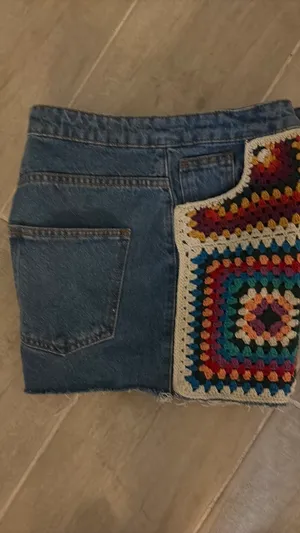 Farm Rio Jean Shorts Crochet Denim High-Rise Women’s Xs thumbnail 2