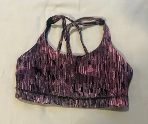 Lululemon Energy Bra Downpour Electric Coral Black Pink Workout Yoga No Pads 10 thumbnail 1