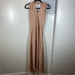 Show Me Your Mumu Jasmine‎ Halter Midi Dress rose gold luxe satin size xs formal thumbnail 2