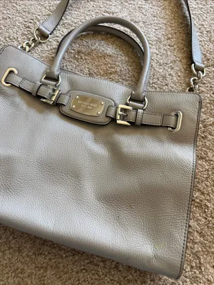 Michael Kors Light Gray Pebbled Leather Satchel with Chain Strap thumbnail 5