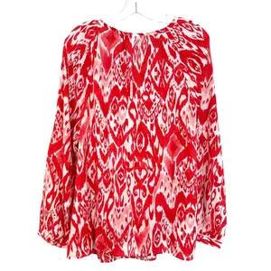Chico's Popover Ikat Flare Top Women's 3 XL‎ Scarlet Boho Hippie Classic Fairy thumbnail 8
