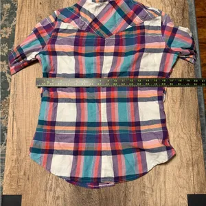 American Eagle Plaid Snap Button Shirt Size Small Cotton thumbnail 5