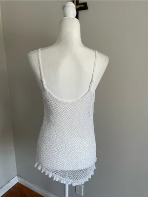 White Crochet V-Neck Camisole Tank thumbnail 5