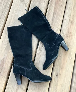Women’s genuine suede leather boots 🖤🖤 Black Size 8 thumbnail 1