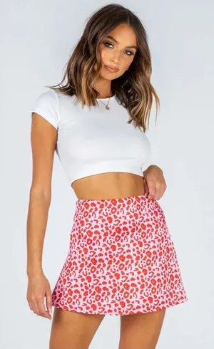 Princess Polly Quinny Pink Leopard Mini Skirt Size 4 thumbnail 1
