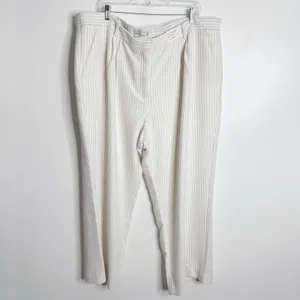NWT Abercrombie & Fitch Ultra High Rise Wide Leg Pinstripe Pants White 22‎ Short thumbnail 2
