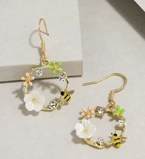 Bee Flower Dangle Drop Earrings for Women Multi thumbnail 2