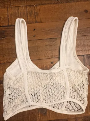 ZARA Lace-Panel Ribbed Crop thumbnail 4