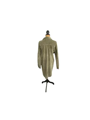 Ashley by 26 International Corduroy Shacket Dress M Olive Utility Longline Boho thumbnail 4