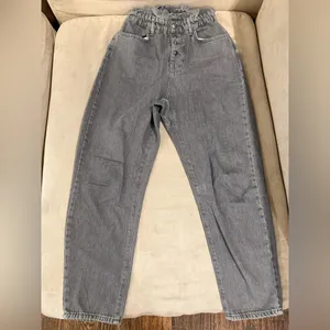 Zara High waisted Buttoned Baggy Jeans Gray‎ - Size 2 thumbnail 4