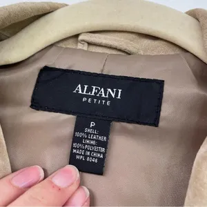 Alfani Tan Leather Women Blazer Jacket SP Suede Fall Classic Preppy Coat Classic thumbnail 6