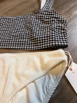 NWT Sz 2x - 3x good American Gingham Black & White Bikini set swim 2 PC set thumbnail 2