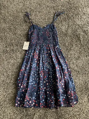 navy blue and red floral print mini dress with adjustable straps thumbnail 3