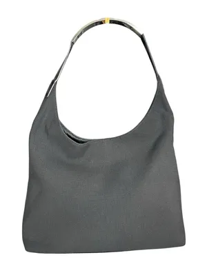 GUCCI Vintage Tom Ford Era Black Canvas Metal Handle Hobo Bag Excellent Cond Y2K thumbnail 1