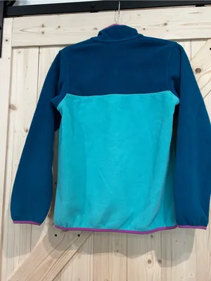 Patagonia Teal & Aqua Fleece Snap Pullover with Pink Trim thumbnail 4