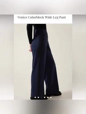 Athleta Venice Colorblock Wide Leg Navy Pants Size M thumbnail 4