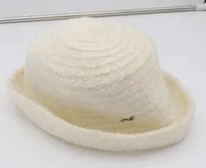 Betmar Hat Womens O/S Cloche Cream Fuzzy Textured Boucle Excellent thumbnail 1