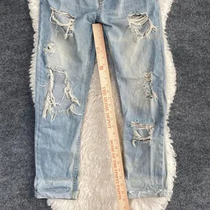 ZARA BASIC 975 LIGHT WASH DISTRESSED DENIM JEANS STRAIGHT LEG thumbnail 5