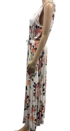12 PM Mon Ami Feminine Floral Maxi Dress Chest Pocket and Tie Waist USA Medium thumbnail 3