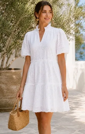 NEW Tuckernuck White Eyelet Crawford Dress Size XXS thumbnail 1