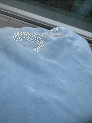 Juicy Couture Velour Track Pants Sweats Baby Blue M Velour Bling Cozy Retro Y2K thumbnail 10