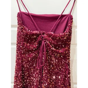 Lulus Perfect Sparkle Mauve Sequin Lace Up Mini Dress Large Cocktail Party Glam thumbnail 6