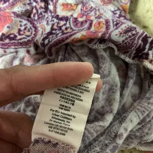 Free People Boho Cold Shoulder Blouse Womens Large Purple Paisley Bell Sleeve thumbnail 6