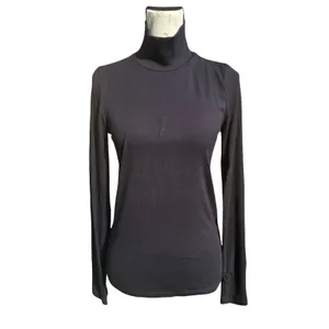 Wilfred Aritzia Black Ribbed‎ Turtleneck Long Sleeve Top Tencel Modal 100780 L thumbnail 2