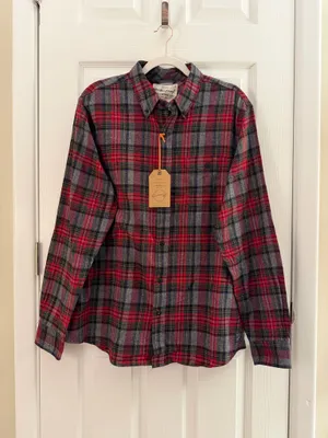 Weatherproof Vintage Poinsettia Holiday Tartan Flannel Shirt Large thumbnail 2