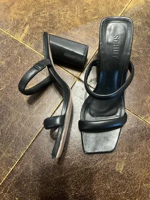 Schutz Ully Black Leather Square Toe Block Heel Sandals 7.5 Minimalist 90s thumbnail 3