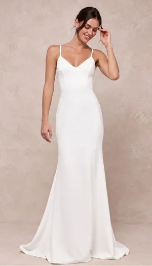 LULU's Bridal Wedding Chic Modern Sexy Elegant Minimalist Mermaid Trumpet Gown thumbnail 1