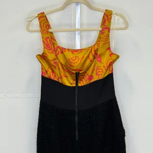 Rachel Roy Shanghai Chic‎ Ochre Lotus Pencil Dress Size 8 Tweed Skirt Mini Black thumbnail 5