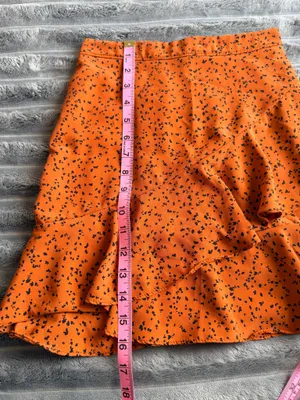 Altar'd State Mini Skirt Size XS Orange & Black Dotted Ruffle Dopamine Whimsical thumbnail 6