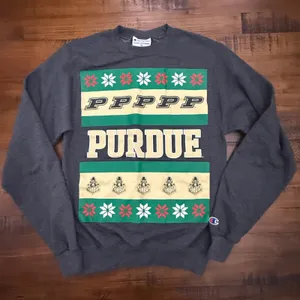 Champion Drake Gray Purdue‎ Ugly Christmas Crewneck Sweatshirt College XS thumbnail 1