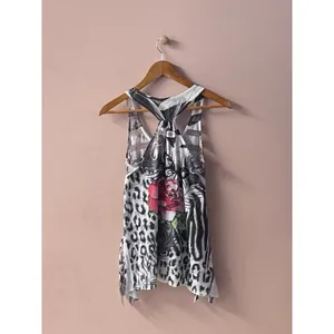 Vtg Y2K Papaya Sheer Striped Rhinestone Floral Animal Print Graphic Tank Sz S thumbnail 10