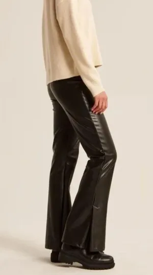 Abercrombie Split Hem Vegan Leather Slim Flare Pants thumbnail 1