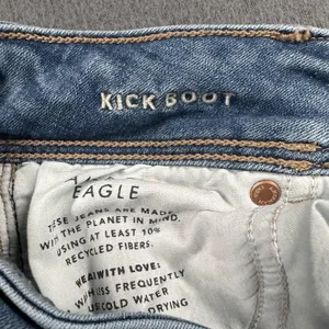 American Eagle Kick Boot Jeans Womens 000 Short Blue Wash Next Level Stretch thumbnail 8