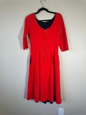 Boden Red Fit & Flare Mini Dress Womens 8 Classic Preppy Corp Core Modest thumbnail 7