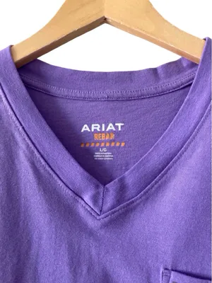 Ariat Rebar Work American Flag Purple V-Neck Tee Women's Large thumbnail 9