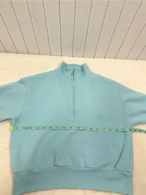 Victoria's Secret Cropped Light Blue Half-Zip Pullover Sweatshirt Size XS thumbnail 7