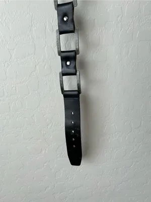 Vintage Y2K Leather Metal Chainlink Grunge Eclectic Belt Black Medium thumbnail 3