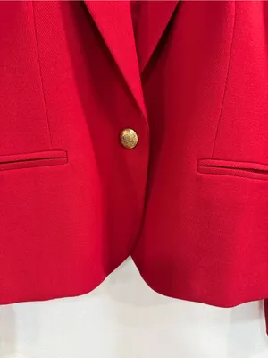 VTG Lauren Ralph Lauren Red Wool Blend Gold Button Blazer Women’s Size 8P Petite thumbnail 4