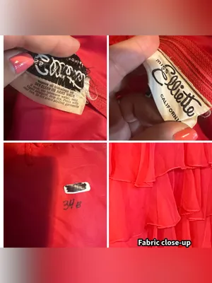 Vintage 1970'S Red Chiffon Tiered Ruffle Miss Elliette California Maxi Dress (S) thumbnail 13