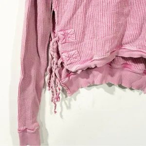 Free People One Women’s Pink Ribbed Long Sleeve Top Size Small thumbnail 2