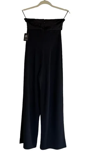 NWT EXPRESS Satin Pieced Strapless Jumpsuit BLACK XS thumbnail 7